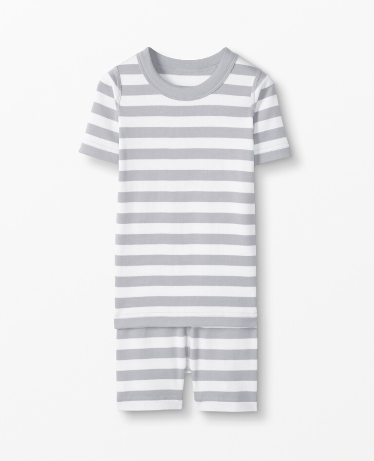Short John Pajamas In Organic Cotton in Heather Grey/Hanna White - main