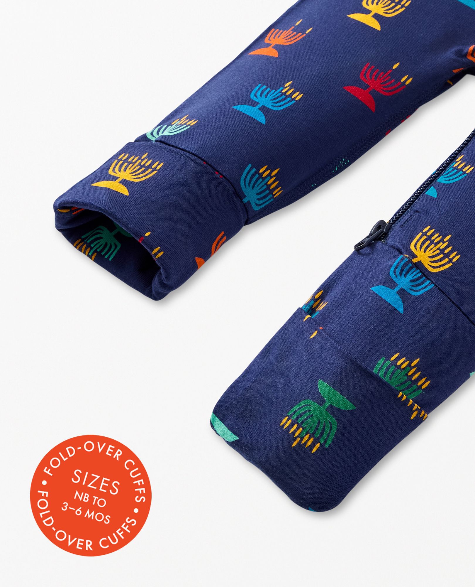 Holiday HannaSoft™ Sleeper in Rainbow Hanukkah on Navy - main