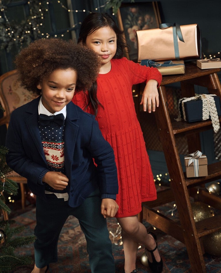 Long Sleeve Sweater Dress in Ribbon Red - main