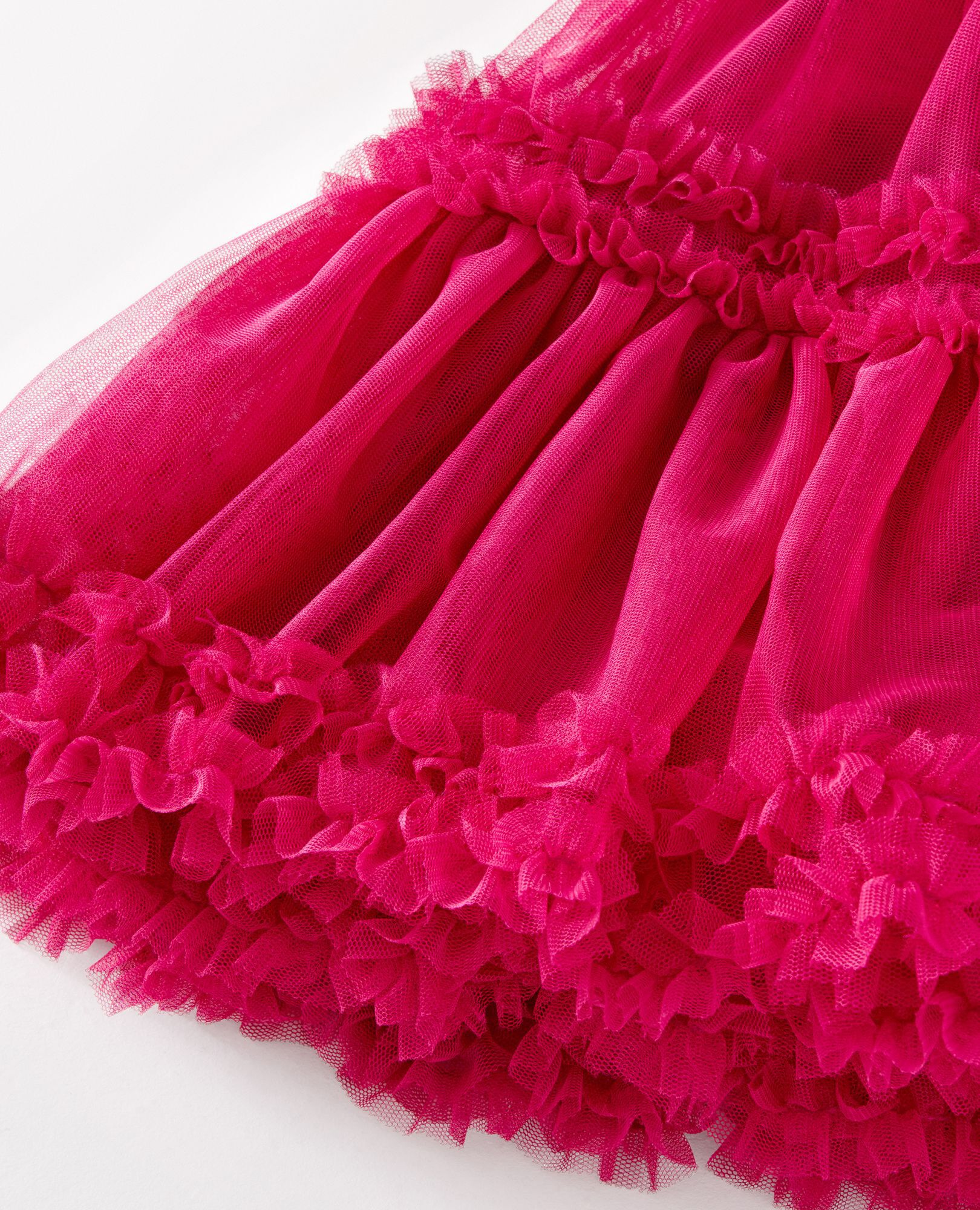 Long Sleeve Velour Tulle Tiered Dress in Raspberry - main