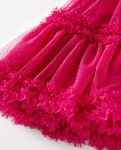 Long Sleeve Velour Tulle Tiered Dress in Raspberry - main