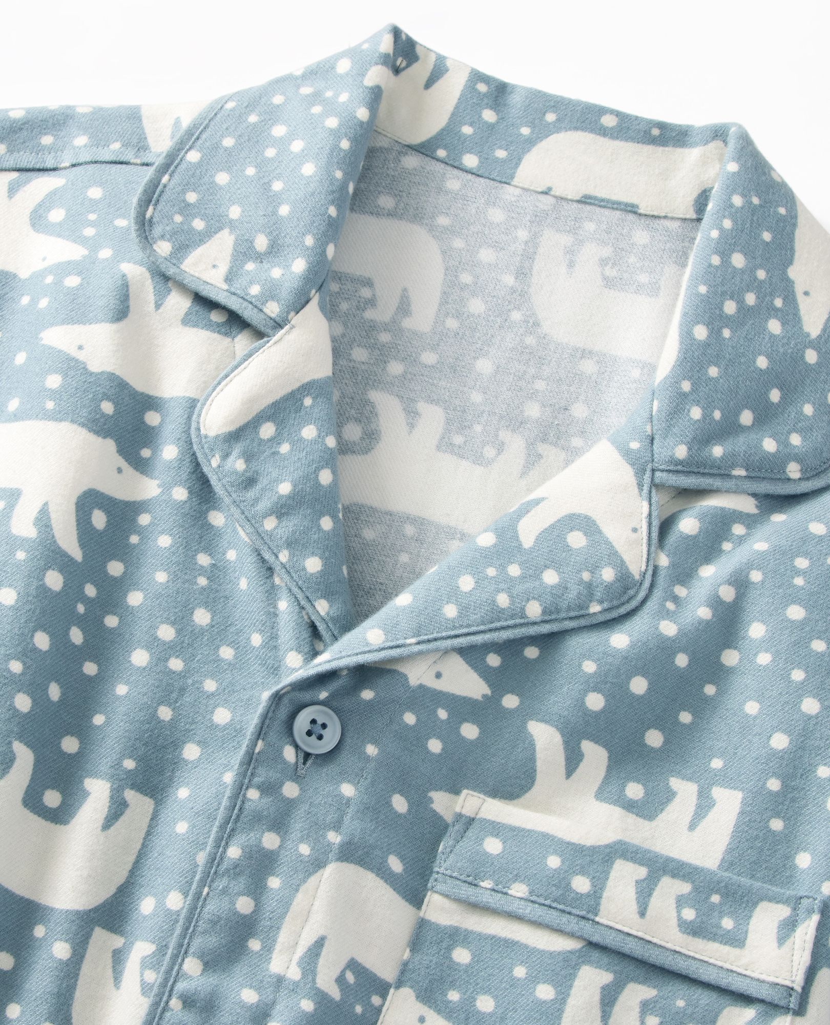 Adult Holiday Flannel Pajama Top in Snowy Polar Bear on North Air - main