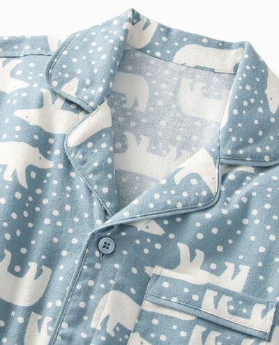 Adult Holiday Flannel Pajama Top in Snowy Polar Bear on North Air - main