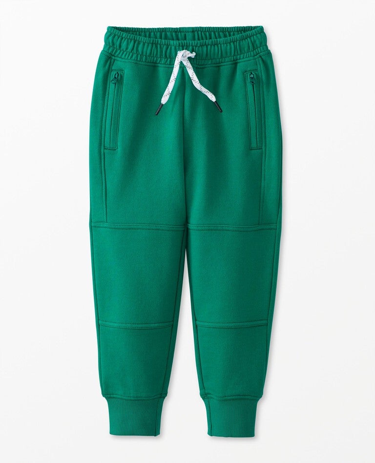 NAVY SLIM FITTED PANTS IN FRENCH TERRY, CHILD