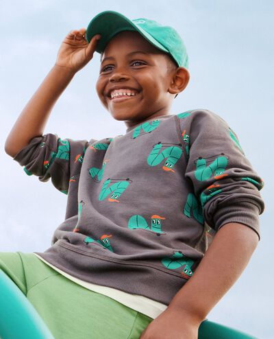 French Terry Sweatshirt in Skateboarding Inchworm on Black - main