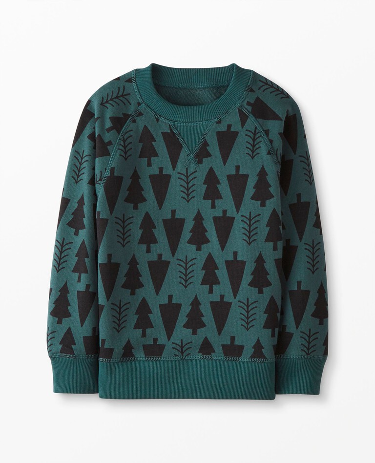 Holiday Print Sweatshirt In French Terry in Frozen Forest - main