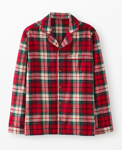 Adult Holiday Flannel Pajama Top in Red Holiday Plaid - main