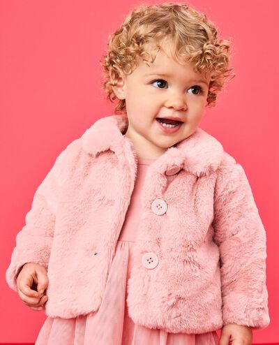 Baby Faux Fur Jacket in Pink Cream - main