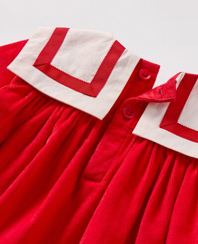 Baby Bib Collar Corduroy Dress & Bloomers Set in Ribbon Red - main