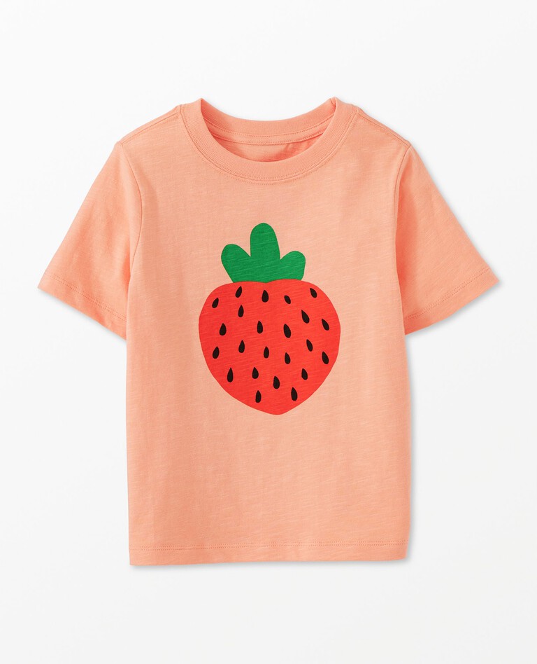 Bright Kids Basics Graphic T-Shirt in Strawberry Jam on Peach - main
