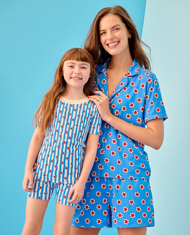 Red Flowers Mommy & Me Pajamas in  - main