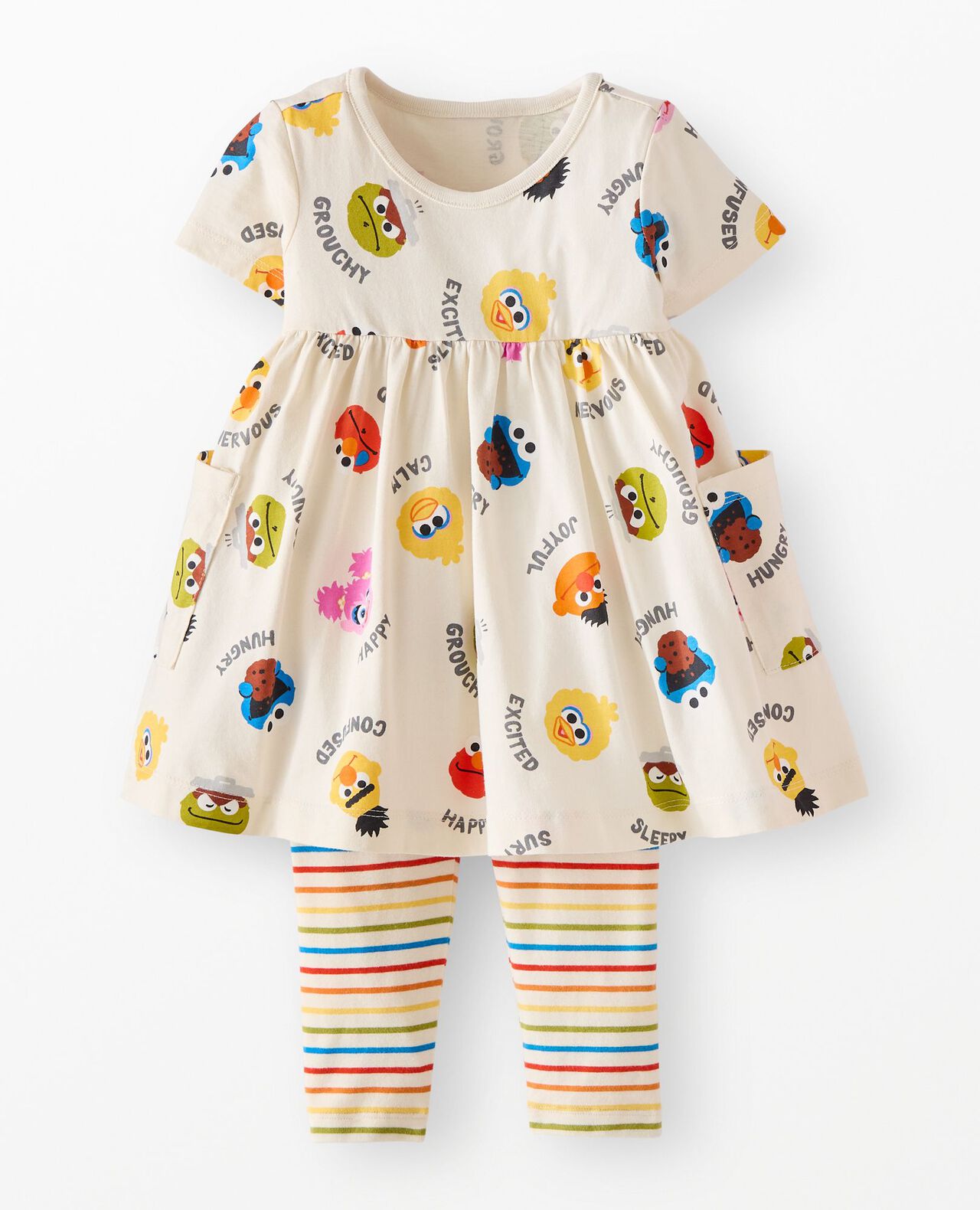 Sesame Street Dress & Leggings Set in Sesame Street Feelings on Ecru - main