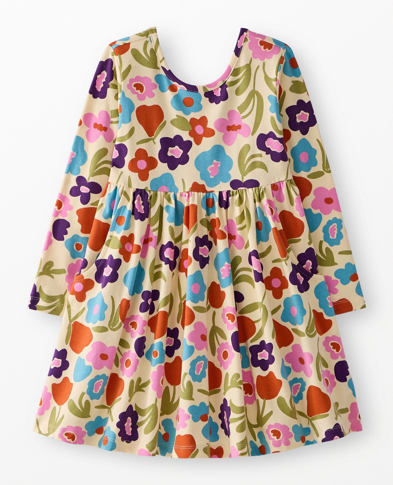 Long Sleeve Skater Dress with Pockets in Fall Floral - main