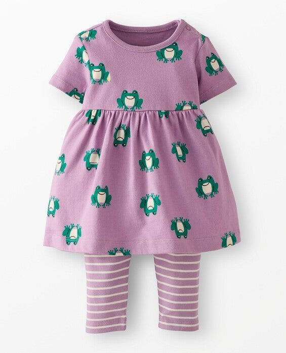 Girls’ Frogs On Purple Dress & Leggings Set in Dress Is 100% Combed Cotton – Size Baby 6-12 mos by Hanna Andersson