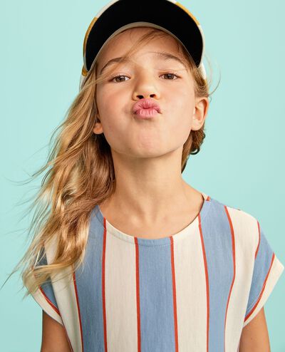 Dolman Sleeve Dress with Pockets in Forever Blue/Ecru - main