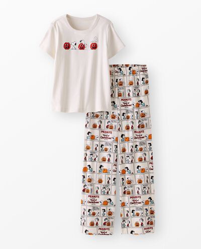 Women's Peanuts Halloween Wide Leg Pajama Set in Peanuts Comic - main