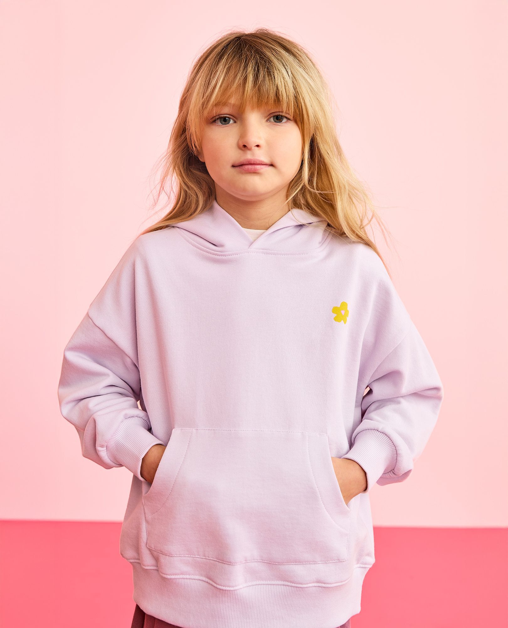Oversized French Terry Graphic Hoodie in Orchid Hush - main