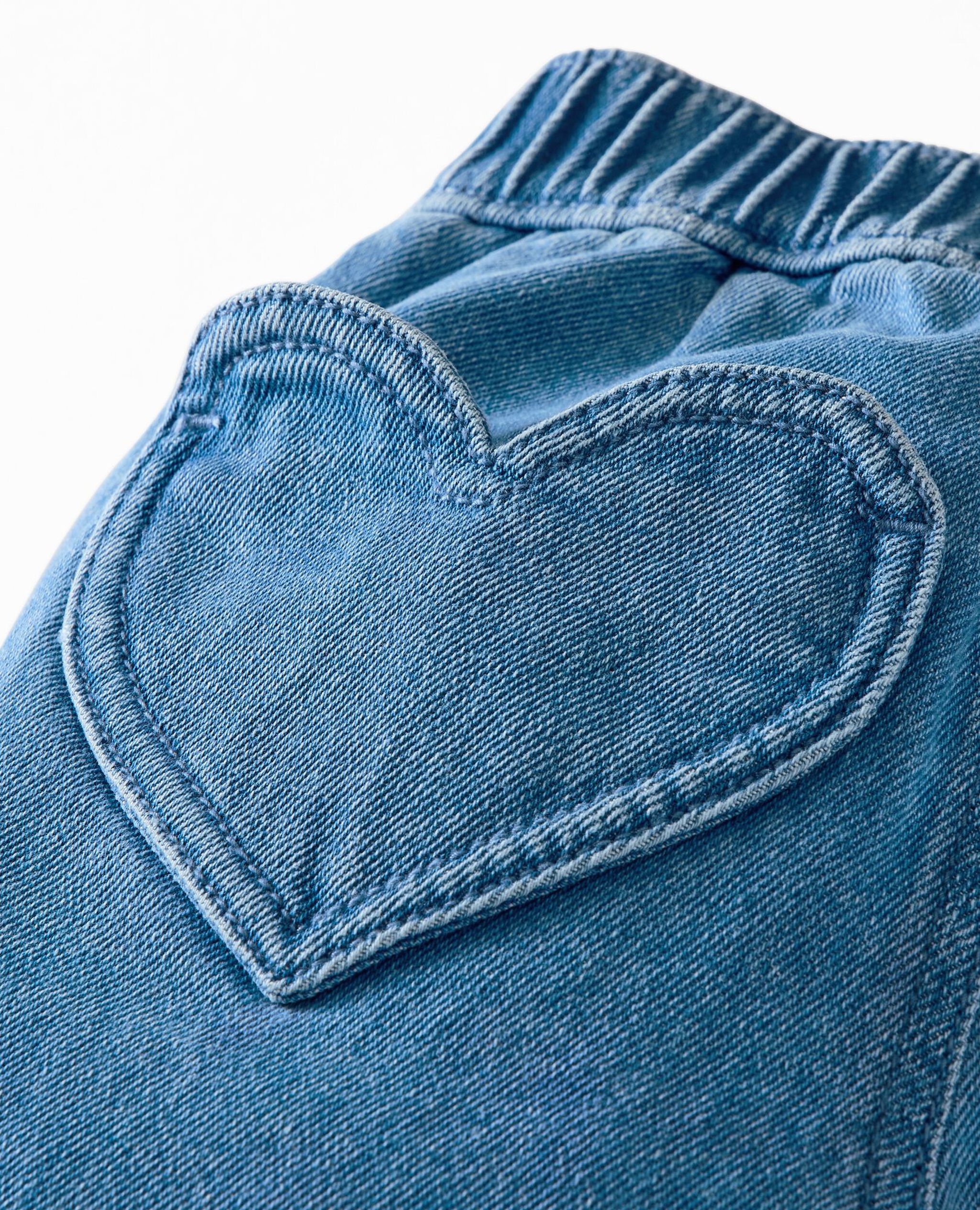 Denim Heart Pocket Barrel Pants