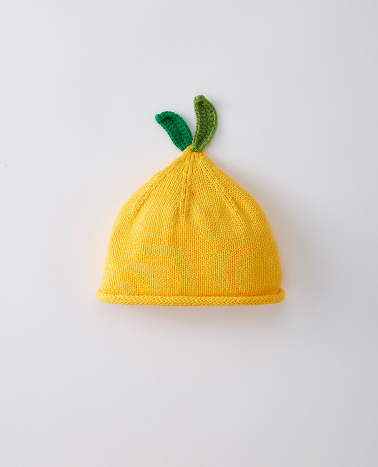 Lemon Sweaterknit Cap In Organic Cotton in Sunshine - main