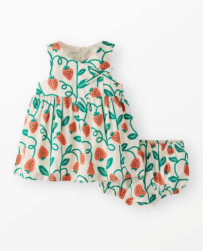 Baby Cross Front Dress & Bloomers Set in Strawberry Season - main