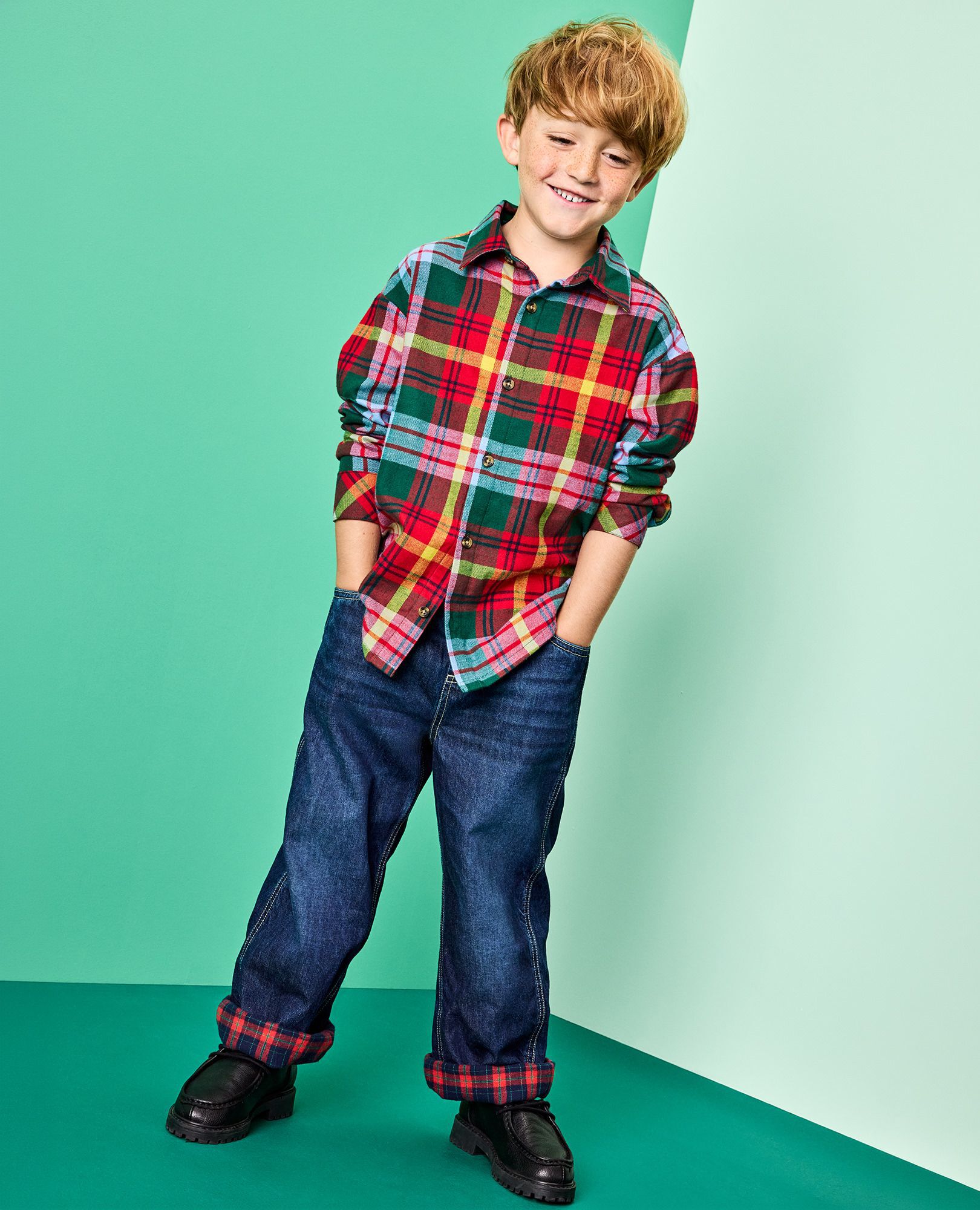 Denim Pull-On Lined Pants