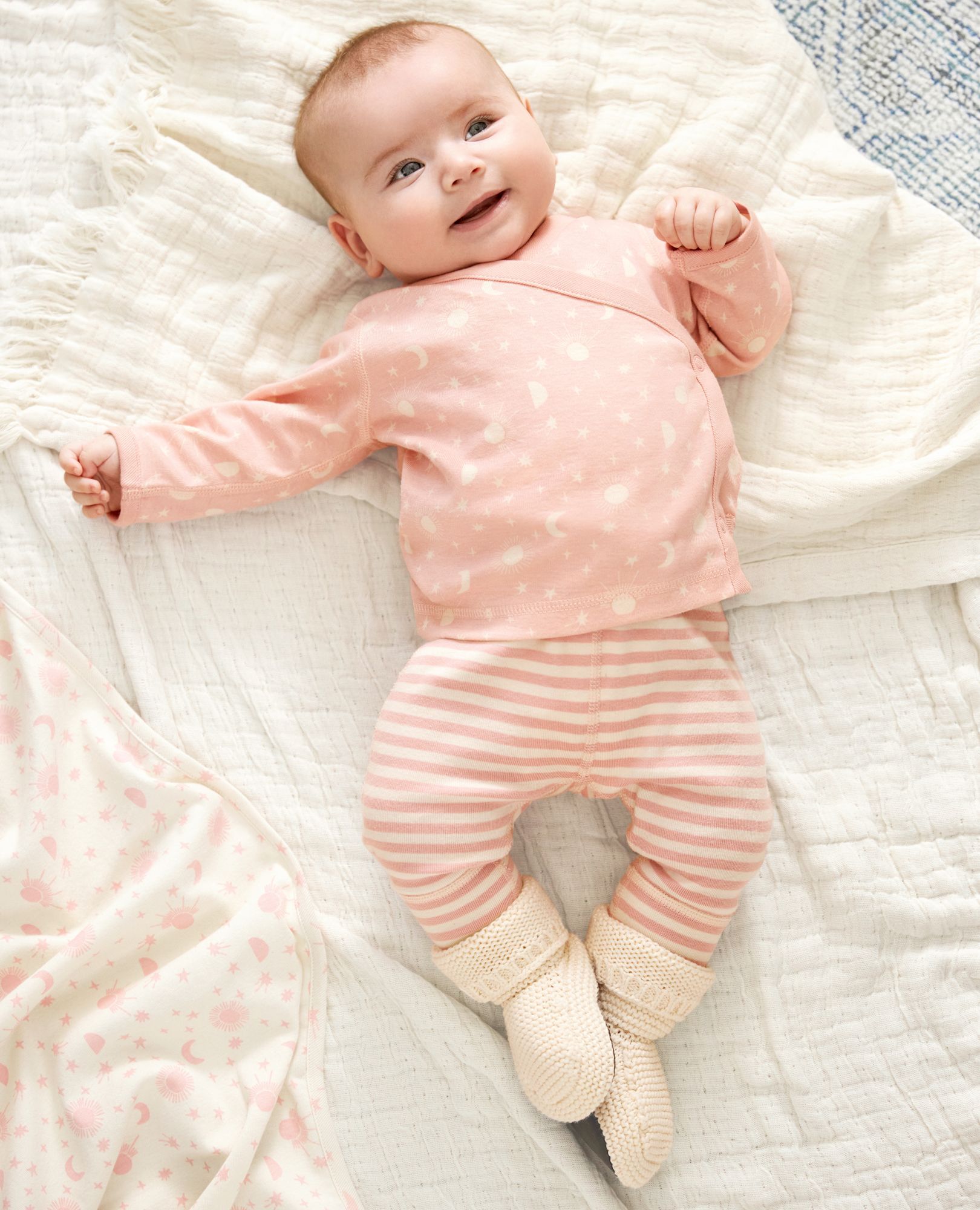 Baby Layette Organic Wrap Top Wiggle Pant Set