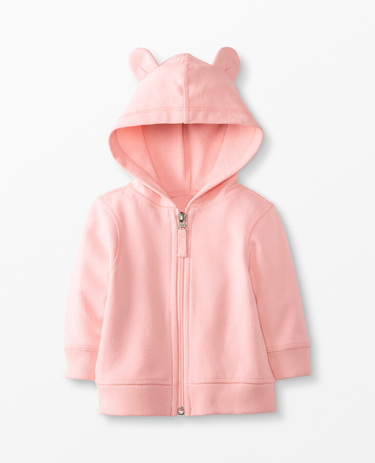 Baby Bear Hoodie In Organic French Terry in Petal Pink - main