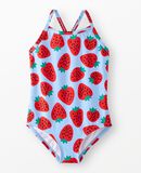 One-Piece Swimsuit in Strawberries on Blue - main