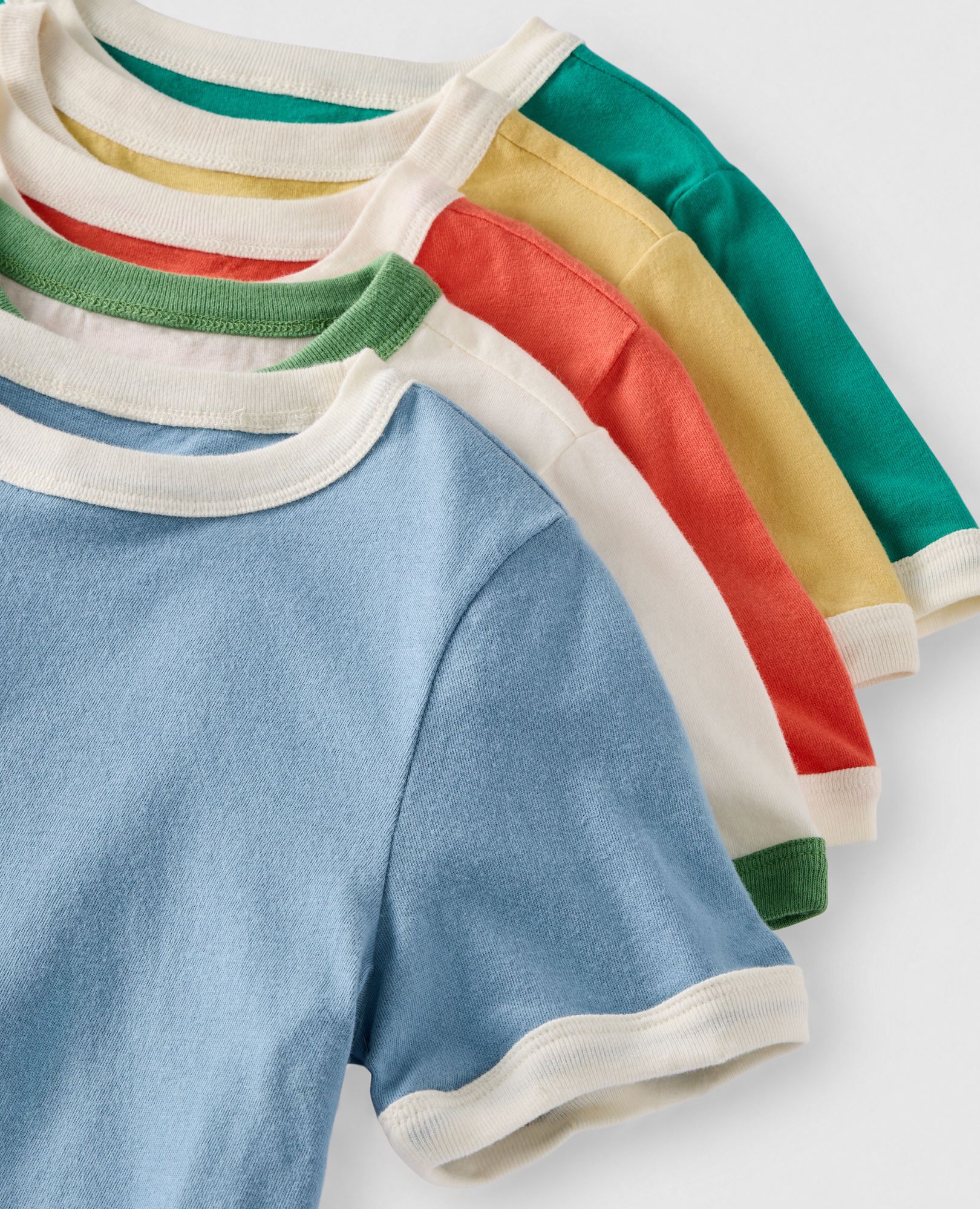 Classic Fit Ringer T-Shirt in Ecru/Stone Green - main