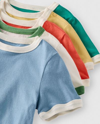 Classic Fit Ringer T-Shirt in Ecru/Stone Green - main