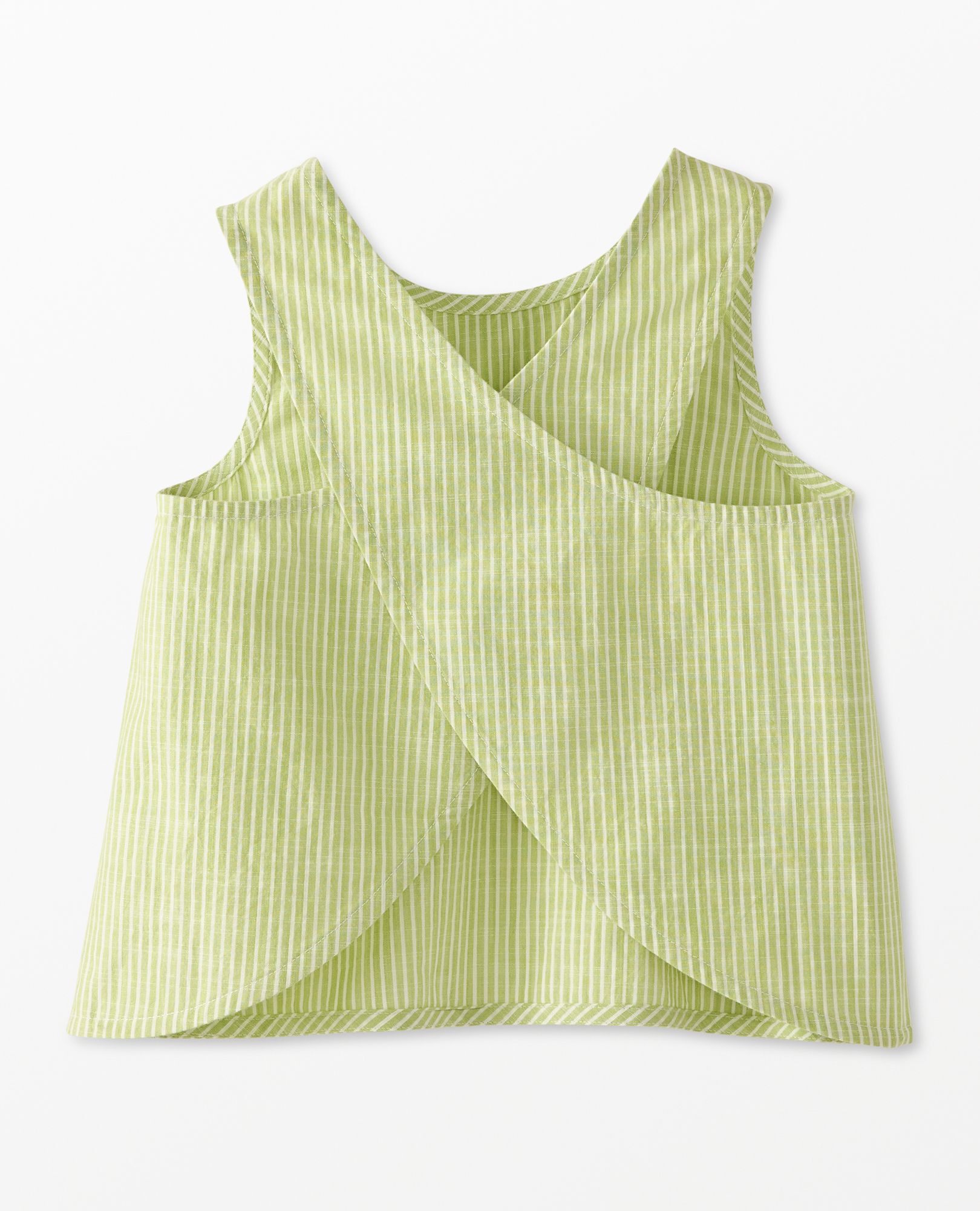 Poplin Crossback Top in Leaf Green/Ecru - main