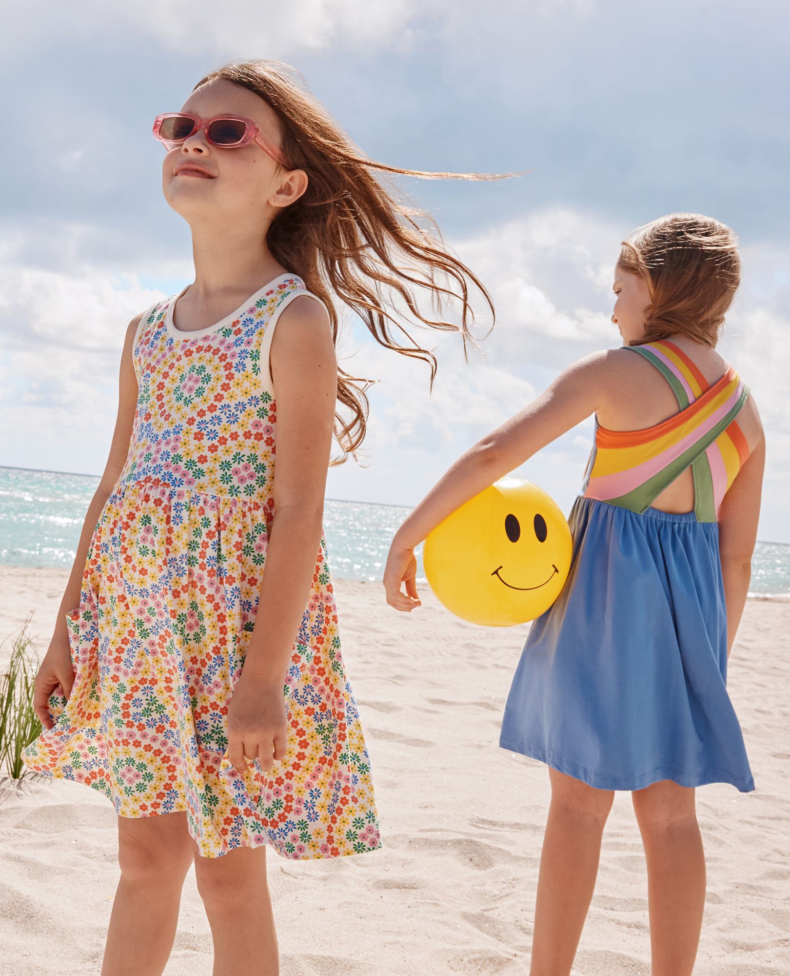 Rainbow Crossback Skater Dress with Pockets in Horizon Blue - main