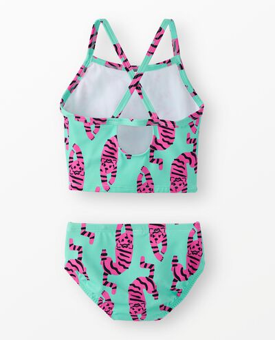 Two-Piece Swimsuit in Tiger on Green - main