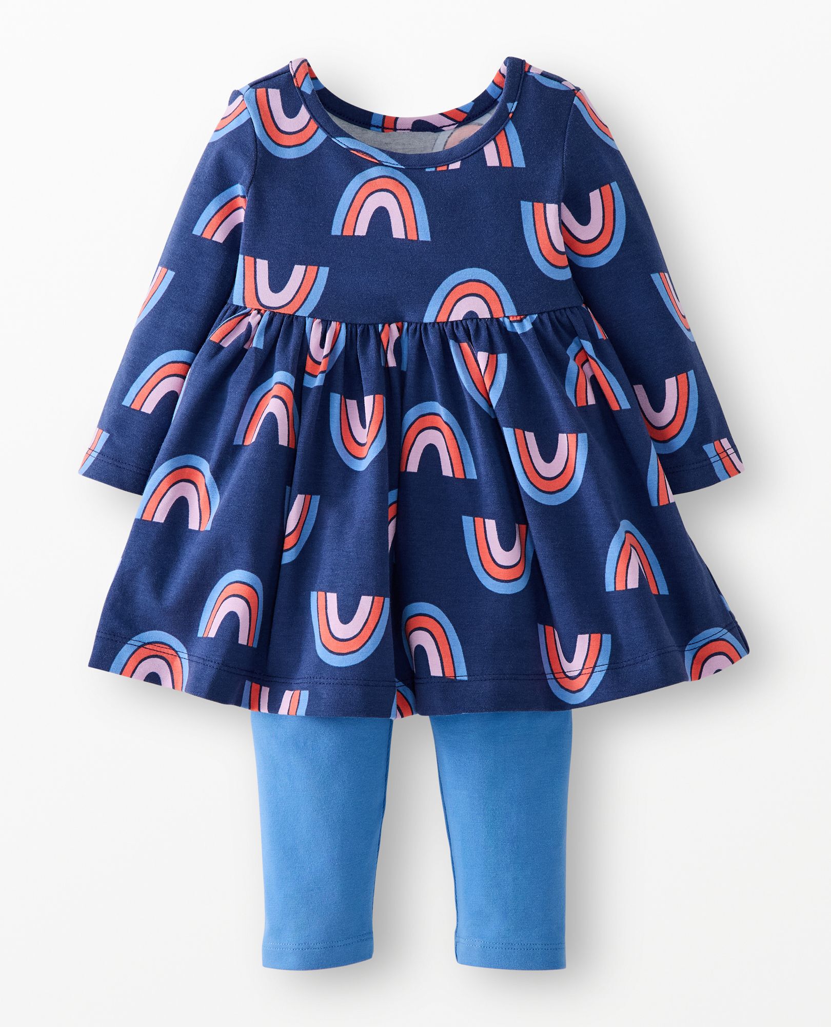 Baby Long Sleeve Skater Dress & Leggings Set in Magical Rainbows - main