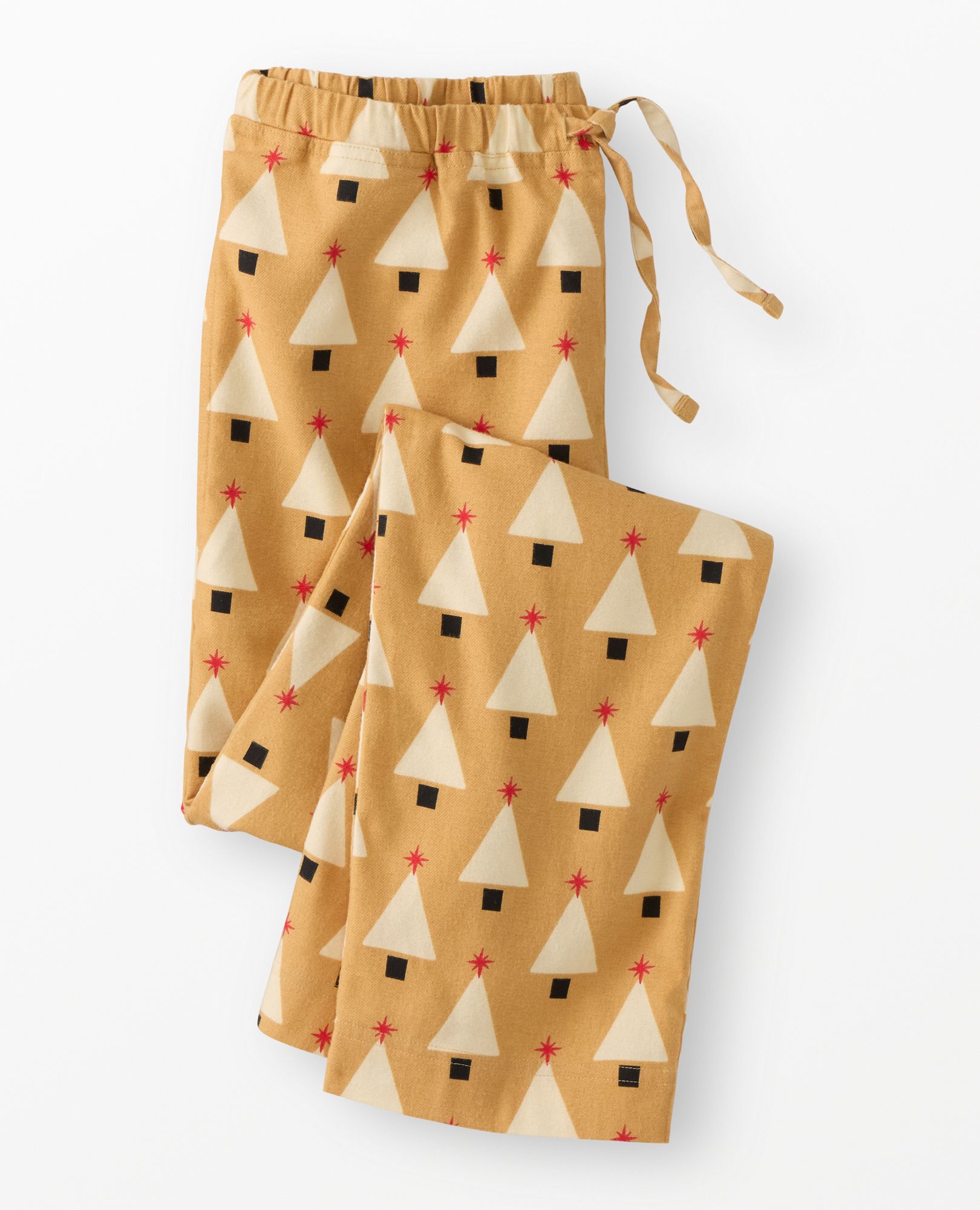 Adult Holiday Flannel Pajama Pants in Winter Trees on Camel - main