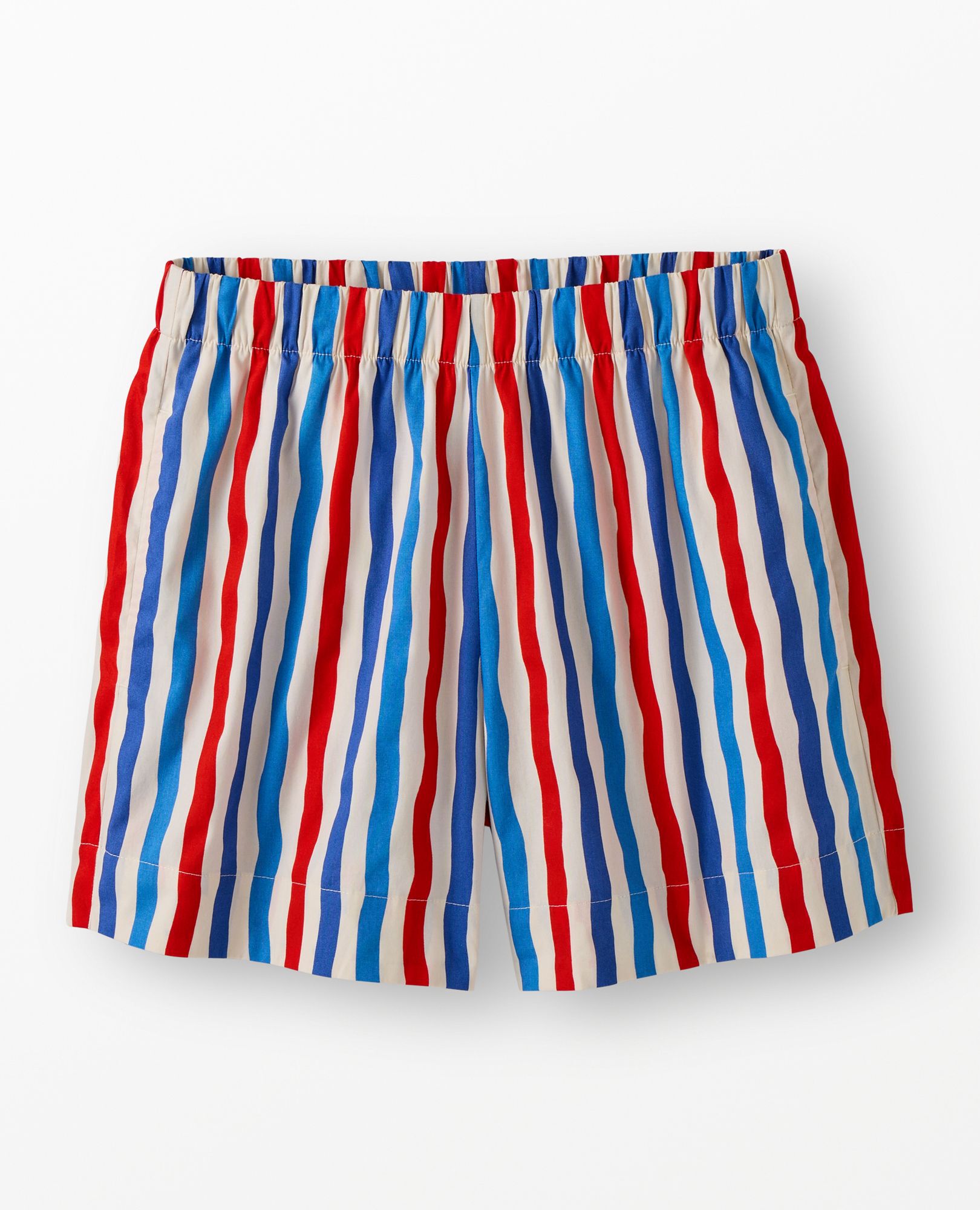 Women's Poplin Pajama Shorts in RWB Wavy Stripes - main
