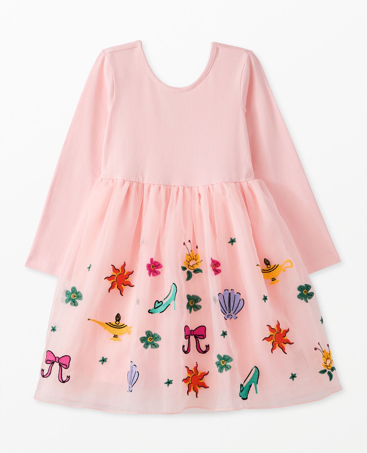 strapless open back dress Disney Princess Toddler Girl Ariel Childlike Ruffle Flutter-sleeve Dre