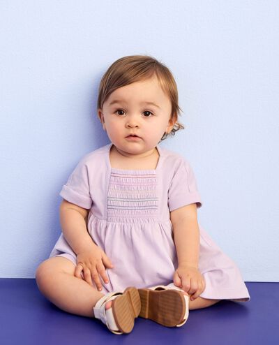 Baby Dolman Sleeve Smocked Dress & Bloomers Set in Orchid Hush - main