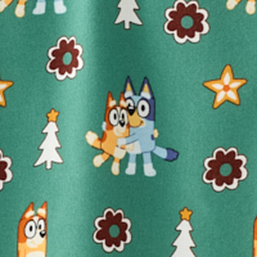 Bluey Hugs and Cookies on Green Matching Family Pajamas