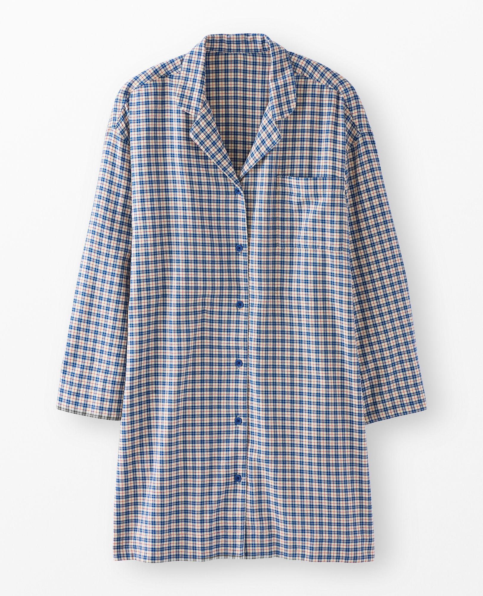 Women's Holiday Flannel Nightshirt in Blue Checkered Plaid - main