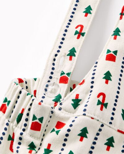 Holiday Twill Wide Leg Overalls in Christmas Stripes - main