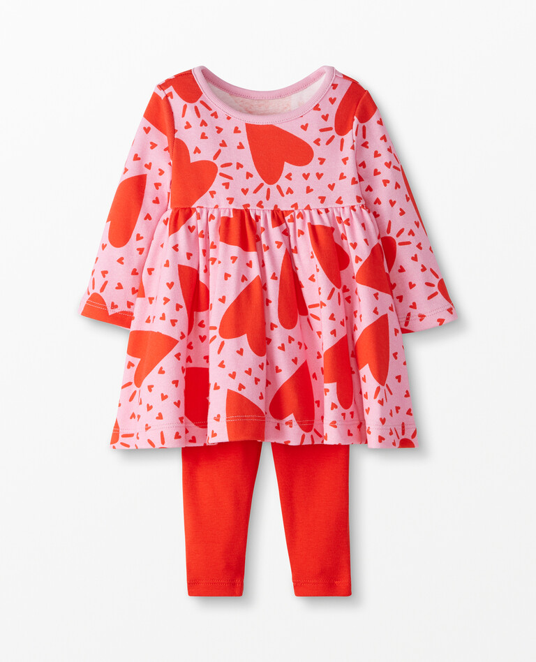 Baby Valentines Dress & Legging Set In Organic Cotton in Full Hearts - main