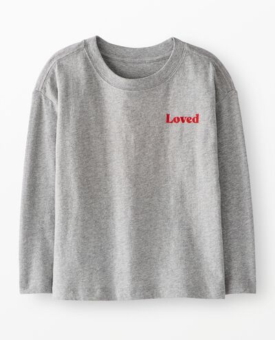 Long Sleeve Relaxed Fit Graphic T-Shirt in Loved on Grey Heather - main