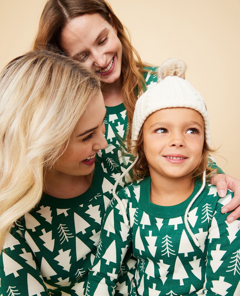 Holiday Print Long John Pajama Set in Winter Green - main