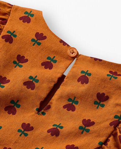 Balloon Sleeve Linen Dress with Pockets in Tulips on Dogwood - main