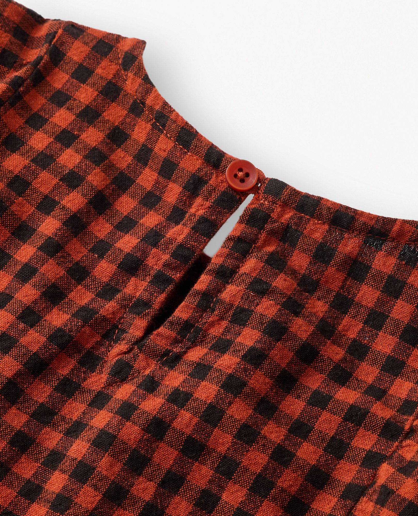 Dolman Sleeve Linen Swing Dress with Pockets in Amber Wood Gingham - main