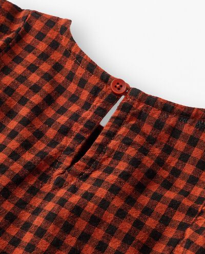 Dolman Sleeve Linen Swing Dress with Pockets in Amber Wood Gingham - main