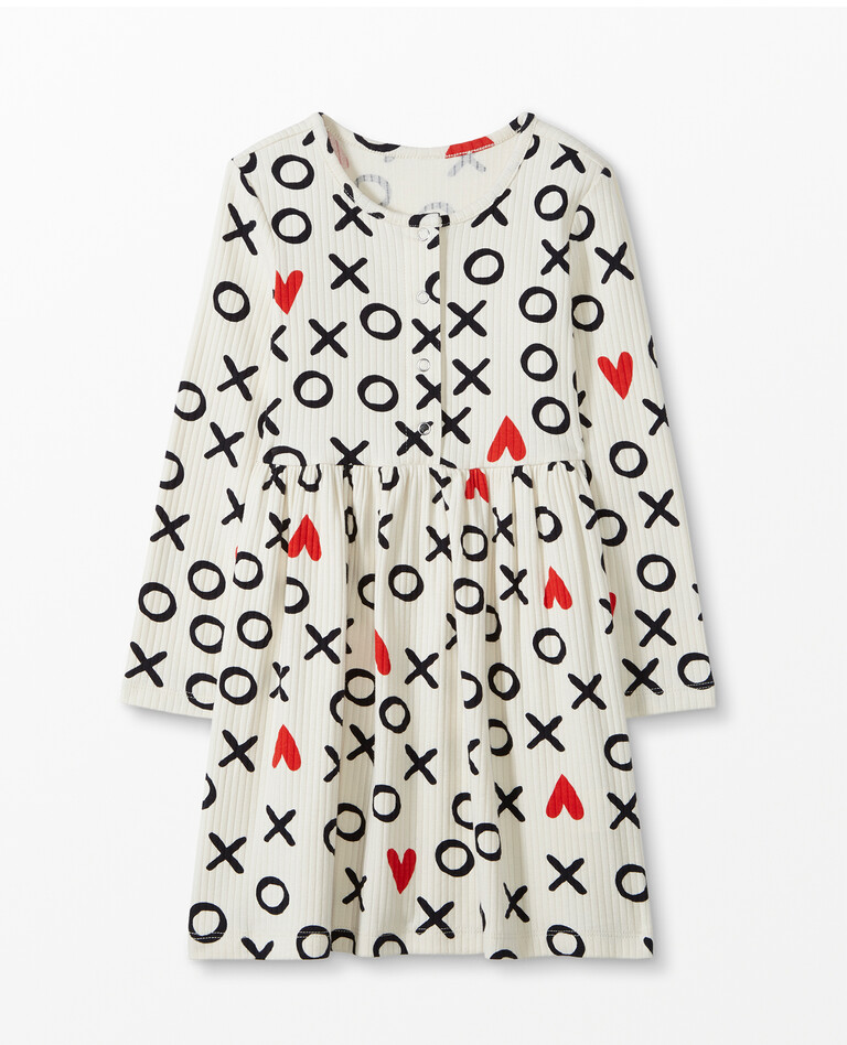 Valentines Print Button Down Dress in Hugs And Hearts - main