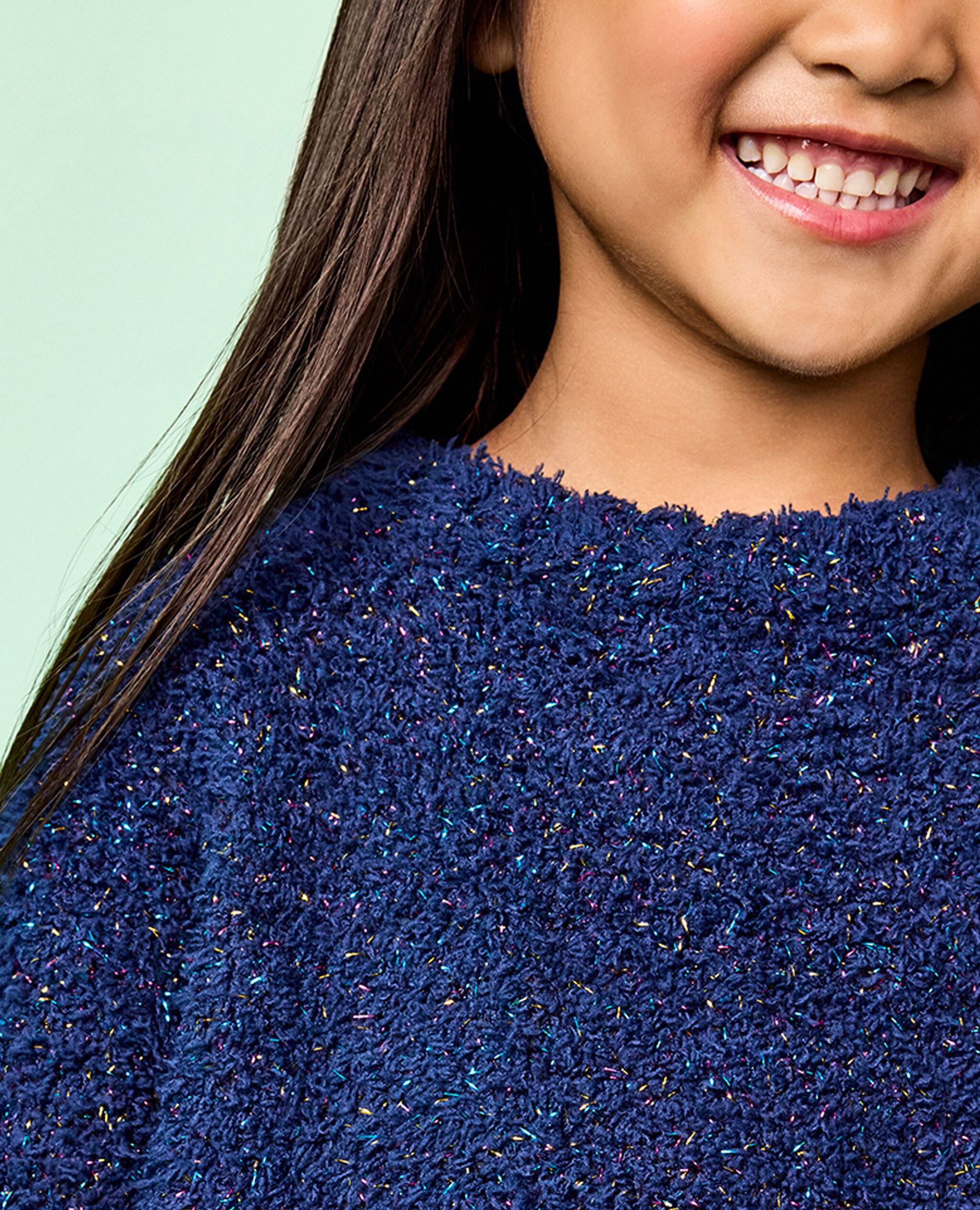 Marshmallow Fleece Sparkle Sweater & Pants Set in Navy Blue - main