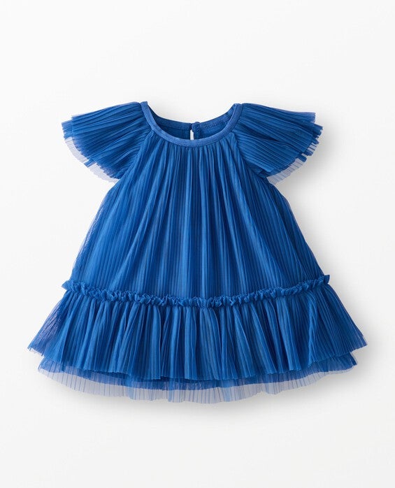 Girls' Shadow Blue Baby Flutter Sleeve Tulle Dress in 100% Cotton - Size Toddler 3 by Hanna Andersson